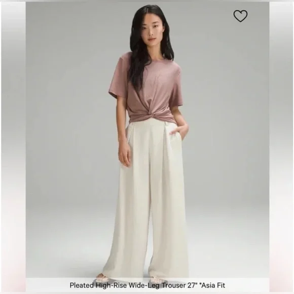 NWT Rare Lululemon Asia Fit Pleated High-Rise Wide-Leg Trouser 27" Size XL - Picture 1 of 12